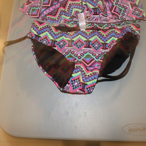 Multi Color 2 Pcs Justice Tankini Swimsuit Size 14 - Picture 3 of 10